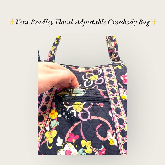 ✨Vera Bradley Adjustable Floral Crossbody Bag in Navy Blue✨ - Picture 3 of 9